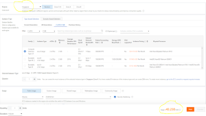 Selecting the region in Alibaba Cloud Singapore